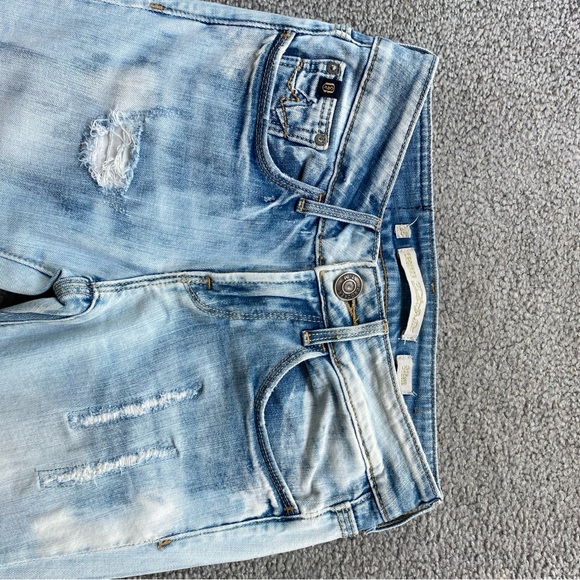 Vintage Crocker Light Blue Faded Distressed Jeans Slim Straight Low Rise  25x30 - Picture 10 of 12